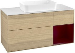 V&B Waschtischunterschrank Finion mit Wandbeleuchtung, Farbe Oak Veneer, B/T: 120 x 60 cm - Bild 1