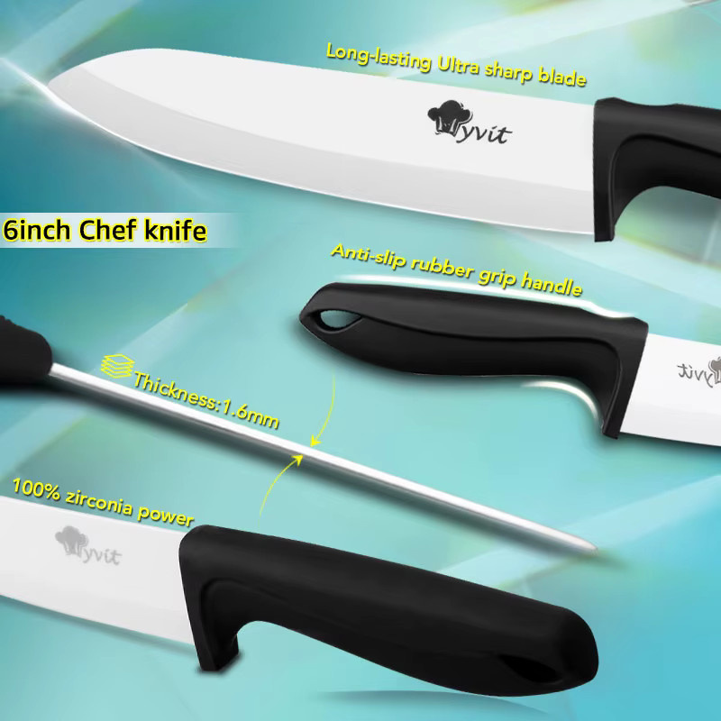 MYVIT Keramikmesser Set mit weißer Klinge und Schäler aus Zirkonia in Weiß und Grau - Bild 3