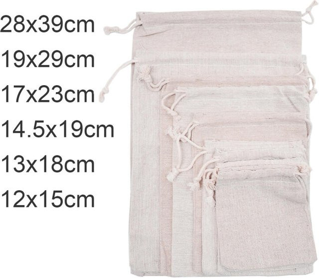 Natürliche Leinen-Sackleinenbeutel mit Kordelzug in Beige als Geschenktüten und Aufbewahrungsbeutel für Kosmetik oder Süßigkeiten - Bild 1