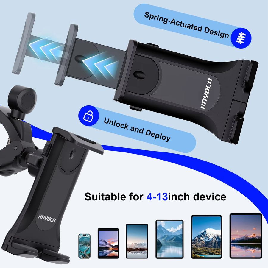 xnyocn Fahrrad-Tablet-Halterung in Schwarz für Lenker, Laufband und Indoor-Fitness, passend für Tablets und Handys von 4 bis 12 Zoll sowie iPad - Bild 3