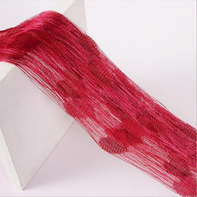 SEEQS Fadenvorhang mit Herzmuster, transparent, Farbe: Weinrot, B: 100 cm, H: 200 cm - Bild 1