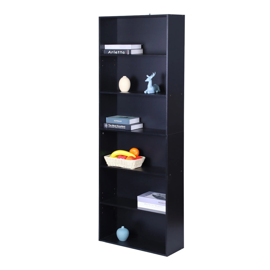 Relaxdays Bücherregal aus Holzwerkstoff in Schwarz mit 6 verstellbaren Ebenen, Höhe: 178,5 cm, Breite: 60 cm, Tiefe: 24 cm - Bild 2
