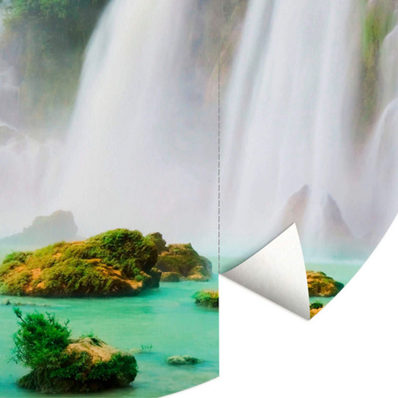 K&L Wall Art Runde Vliestapete Blaue Lagune Wasserfall, mehrfarbig, matt - Bild 2