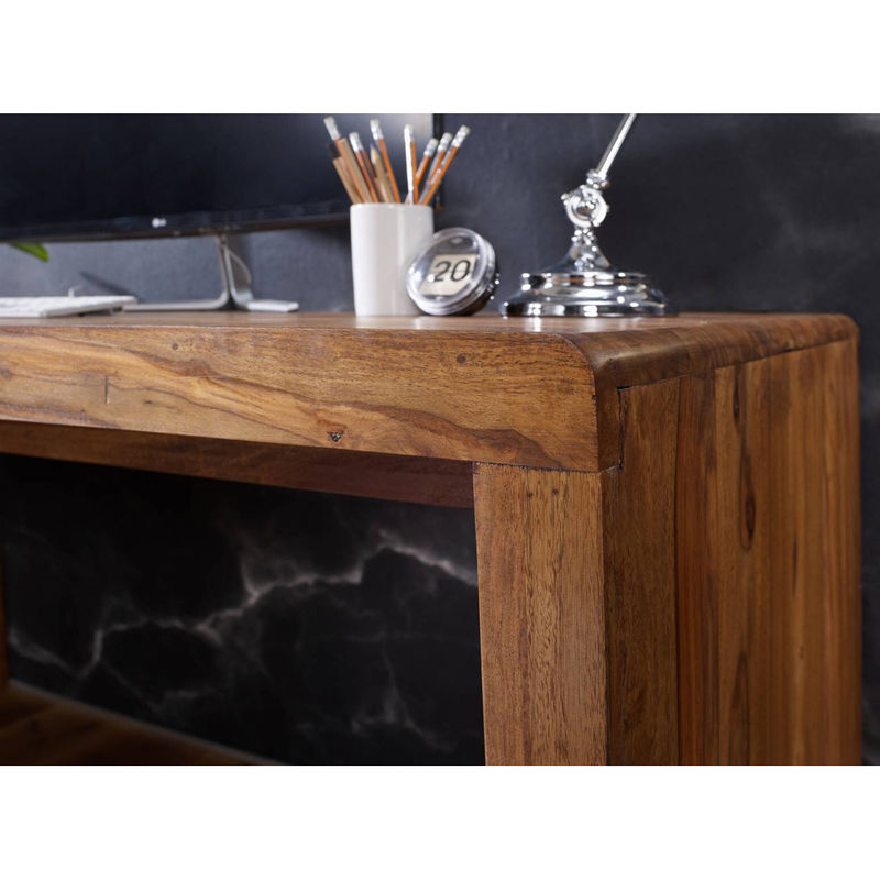 Wohnling Schreibtisch BOHA aus Sheesham Holz in Braun und Beige, B/H/T: 140 x 76 x 80 cm - Bild 2