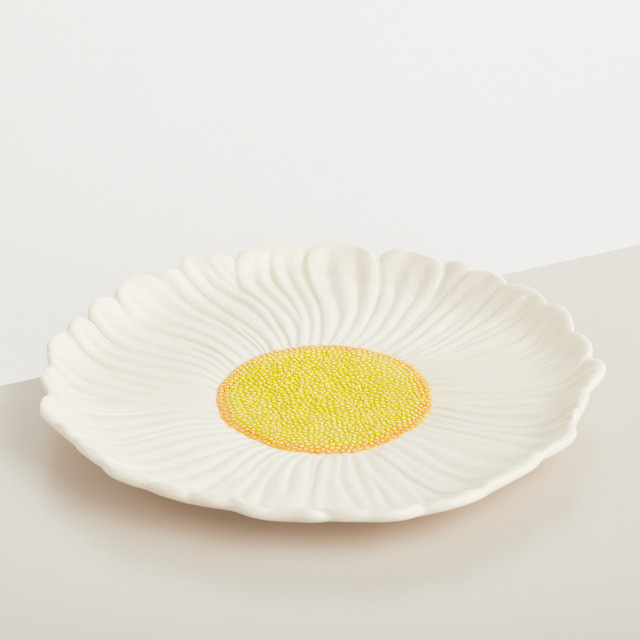 BLUME2000 Keramik Essteller mit Gänseblümchen-Design in Weiß - Bild 1
