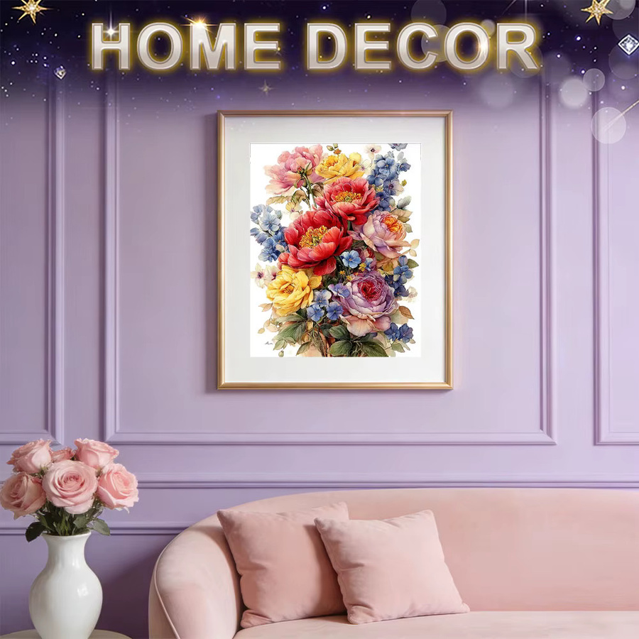 HUACAN Diamond Painting Set Blumen Rose und Hortensie mit AB Feenstaub Vollrund-Drill in Multicolour, Breite: 20,0 cm, Höhe: 30,0 cm - Bild 2