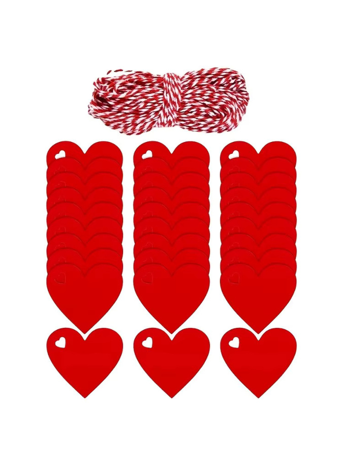 100 Stück rote herzförmige Papieranhänger für Hochzeiten, Geburtstage und Valentinstag - Bild 5