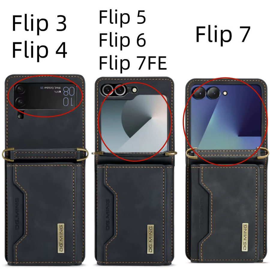 Stoßfeste Brieftaschenhülle für Samsung Galaxy Z Flip 7 6 5 4 3 7FE mit Leder-Kartenhalter in Schwarz - Bild 3