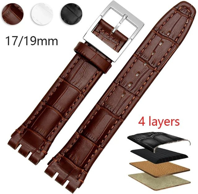 Swatch Uhrenarmband Leder, Unisex, 17mm, 19mm - Bild 1