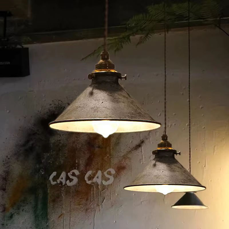 Wecus Retro Industrie Anhänger Lampe aus Metall im Loft-Stil für Küche und Restaurant, Farbe: Braun/Grau/Gold/Messing - Bild 2