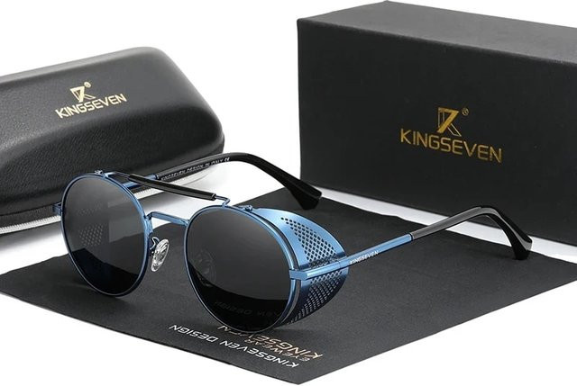 KINGSEVEN Sonnenbrille, Rund, Vollrand, Metall, Unisex - Bild 1