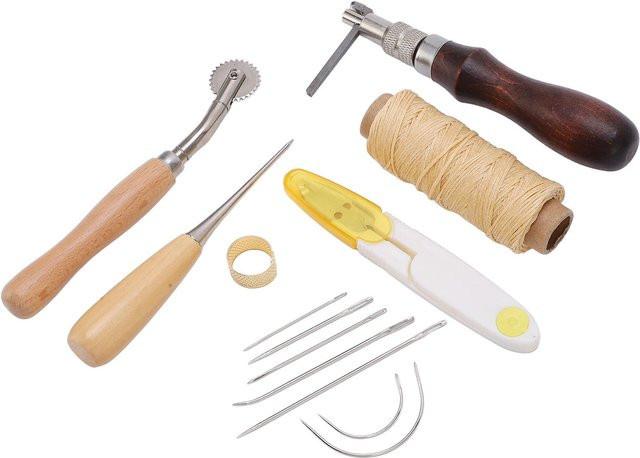 GoolRC Lederwerkzeugset für DIY und Lederkunstwerke in Beige und Multicolour mit Stahl- und Holzkomponenten - Bild 1