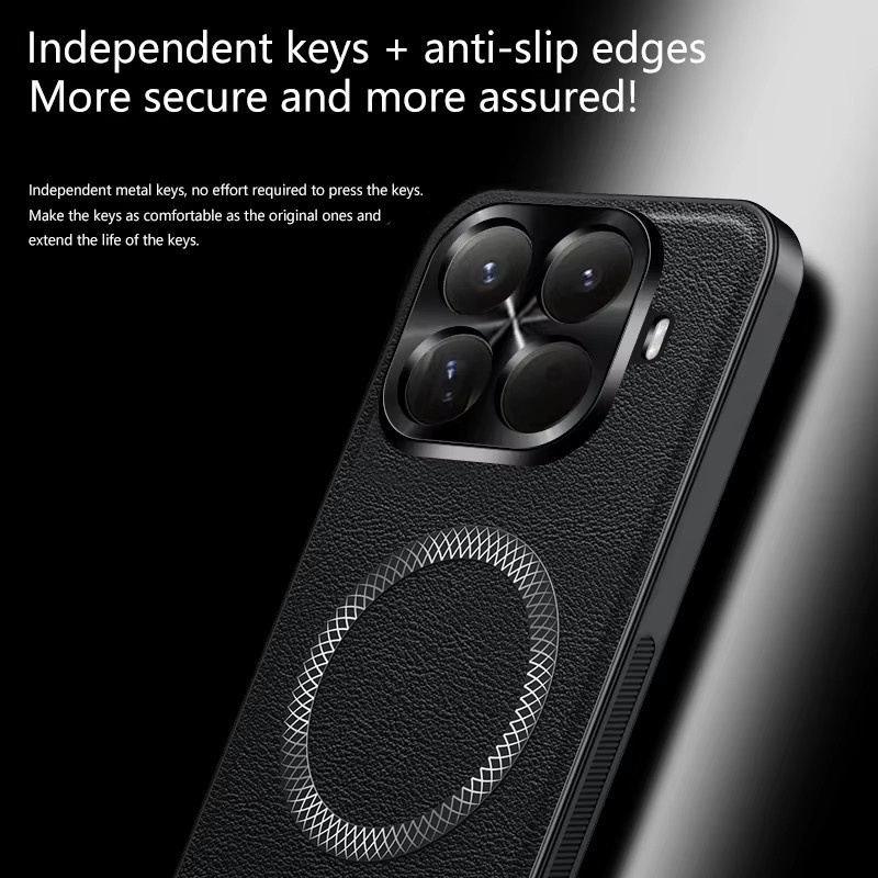 Luxus PU Leder Schutzhülle mit MagSafe Magnetfunktion für Xiaomi Mi 15T Pro, Mi 15T und 14T Pro in Schwarz und Rot - Bild 3