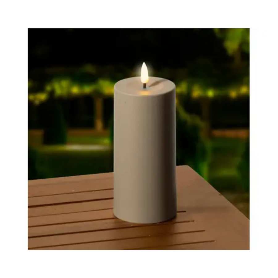 LUMINEO Solarleuchte Kerze in Weiß und Braun, Tischdeko-Säulekerze aus Kunststoff, Höhe: 15,0 cm - Bild 2