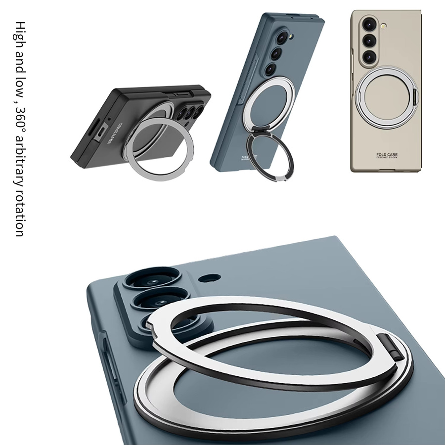 Magnetische Schutzhülle für Samsung Galaxy Z Fold 7 und Z Fold 6 mit rotierender Halterung und gehärtetem Film in Grau - Bild 3