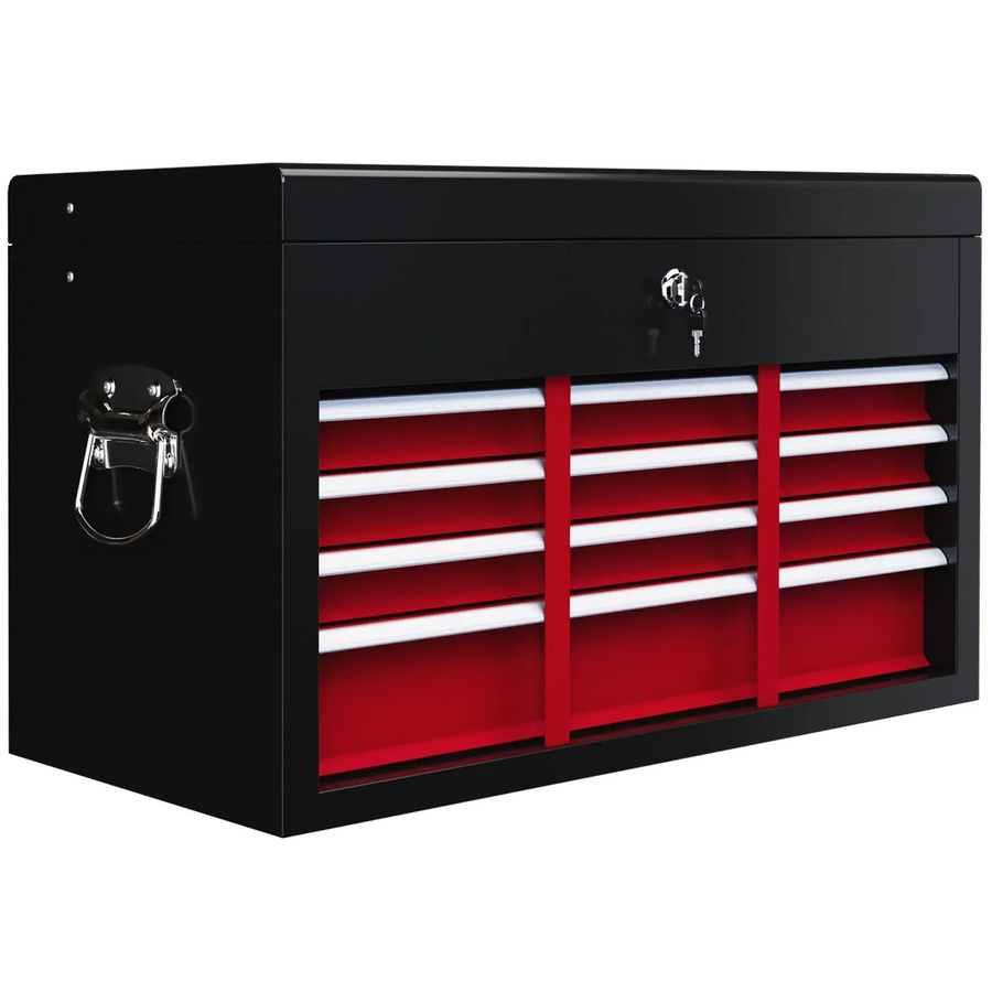 HOMCOM Werkzeugkasten aus Stahl in Rot und Schwarz mit 6 Schubladen und Schloss, B/T/H: 26 x 60 x 34 cm - Bild 2