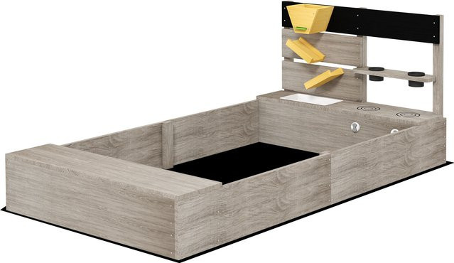 Outsunny Sandkasten mit Küchenelementen aus Holz in Grau, B/T/H: 154 x 80 x 60 cm - Bild 1