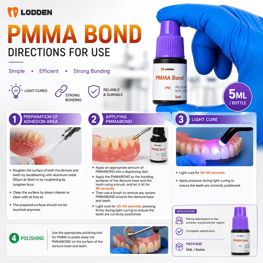 LODDEN Dental PMMA-Bond Lichthärtendes Bonding-Material, 5 ml - Bild 2