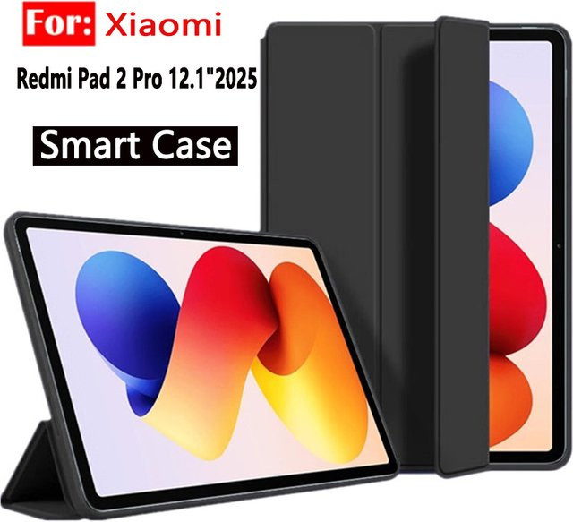 Magnetische Klapphülle für Xiaomi Redmi Pad 2 Pro 12,1 Zoll mit Ständerfunktion aus PU und TPU in Schwarz und Grün - Bild 1
