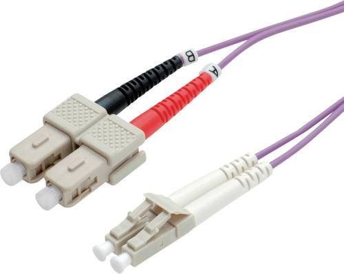 Value Glasfaser LWL Anschlusskabel Multimode OM4 Violett 1x LC auf 1x SC 50/125 µm 0,50 m - Bild 1