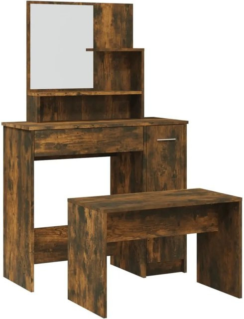 vidaXL Schminktisch-Set in Räuchereiche mit modernem Design, B/T/H: 86,5 x 35 x 136 cm - Bild 1