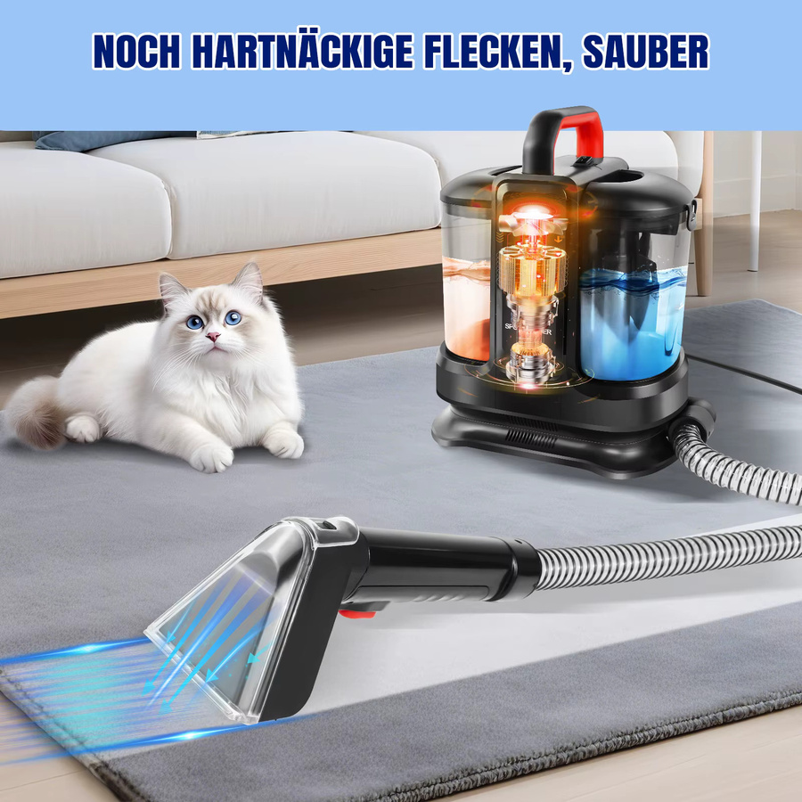 DayPlus Teppich- und Sofareinigungsgerät in Schwarz mit 5000W Leistung, elektrischer Fleckenentferner für Polster, Autositze und Treppen, B/T/H: 32,5 x 29,0 x 32,5 cm - Bild 2