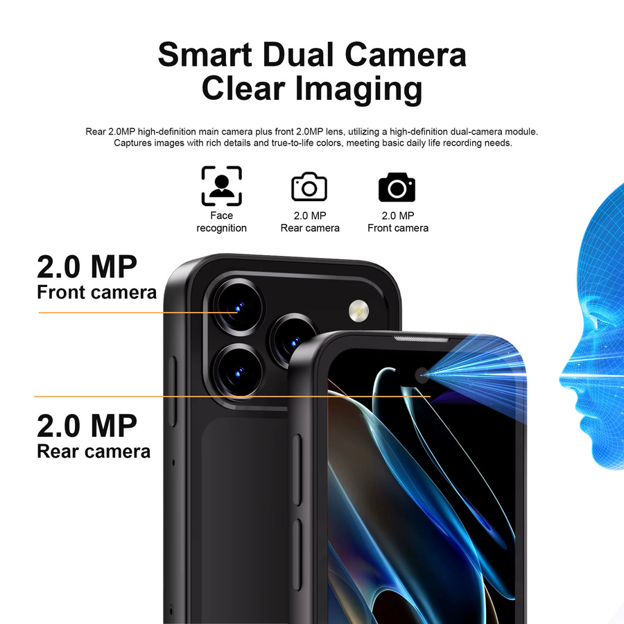 SERVO 17 PRO MAX Mini-Smartphone in Orange mit 3,75 Zoll Fullview-Display, Android, 3G Mobilfunk, Dual-SIM, Gesichtserkennung und GPS - Bild 3
