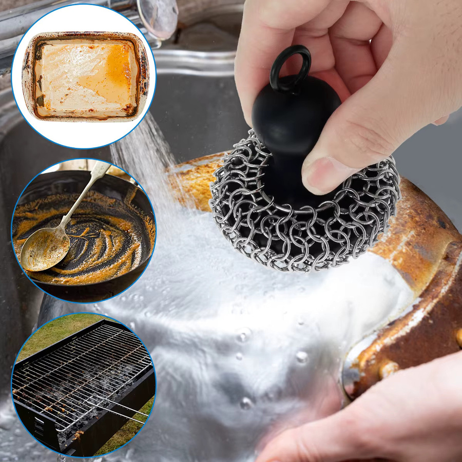 20 Stück Willstar Edelstahl Kettenbürsten in Lebensmittelqualität als Pfannenschaber und Rostschutzbürste, Silber - Bild 2