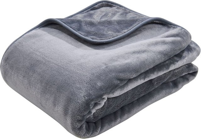 DONE Wohndecke Polar in Grau aus flauschigem Fleece und Microfaser - Bild 1