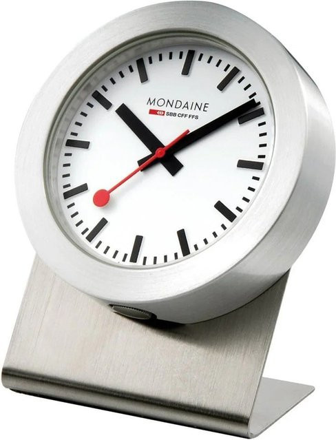 Mondaine A660.30318.81SBB Wanduhr in Silber und Weiß, analoges Retro-Design aus Metall, rund - Bild 1