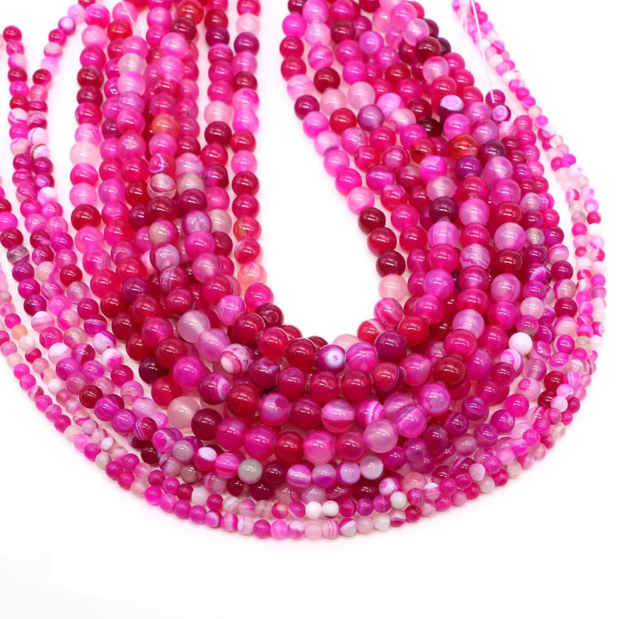 Achat Perle, Rosa Gestreift, Rund, 4/6/8/10mm, Unisex - Bild 3