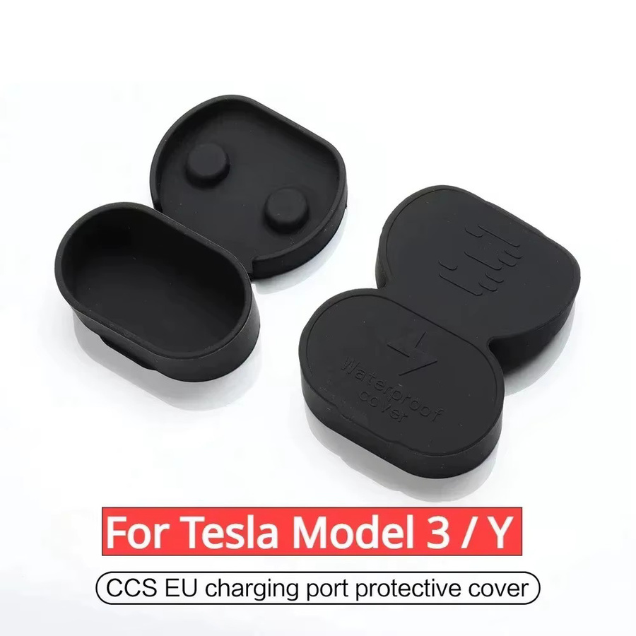 YouGallop Ladeanschluss-Abdeckung für Tesla Model 3 und Model Y, Schutzkappe für CCS EU-Stecker, wasser- und staubdicht, Silikon, Schwarz - Bild 3