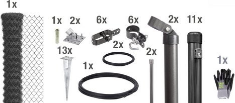Gust. Alberts Maschendrahtzaun Set in Anthrazit Metallic Schwarz, Breite: 2500 cm, Höhe: 100 cm - Bild 1