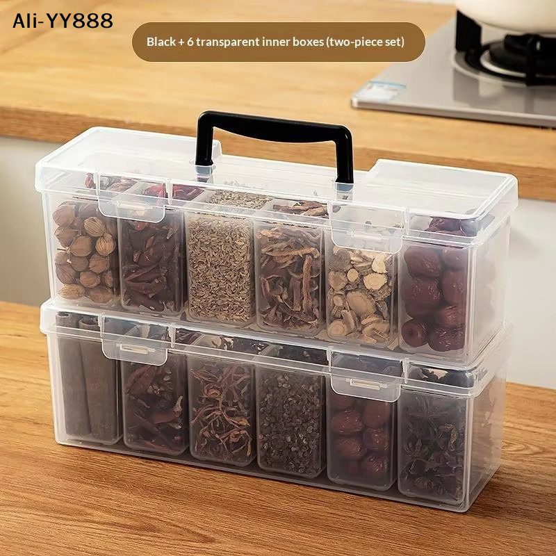 JETTING Werkzeugbox YY8 aus Kunststoff, transparent/schwarz, tragbarer Organizer mit Griff und großem Fassungsvermögen, B/T/H: 24,0 x 9,0 x 8,0 cm - Bild 1