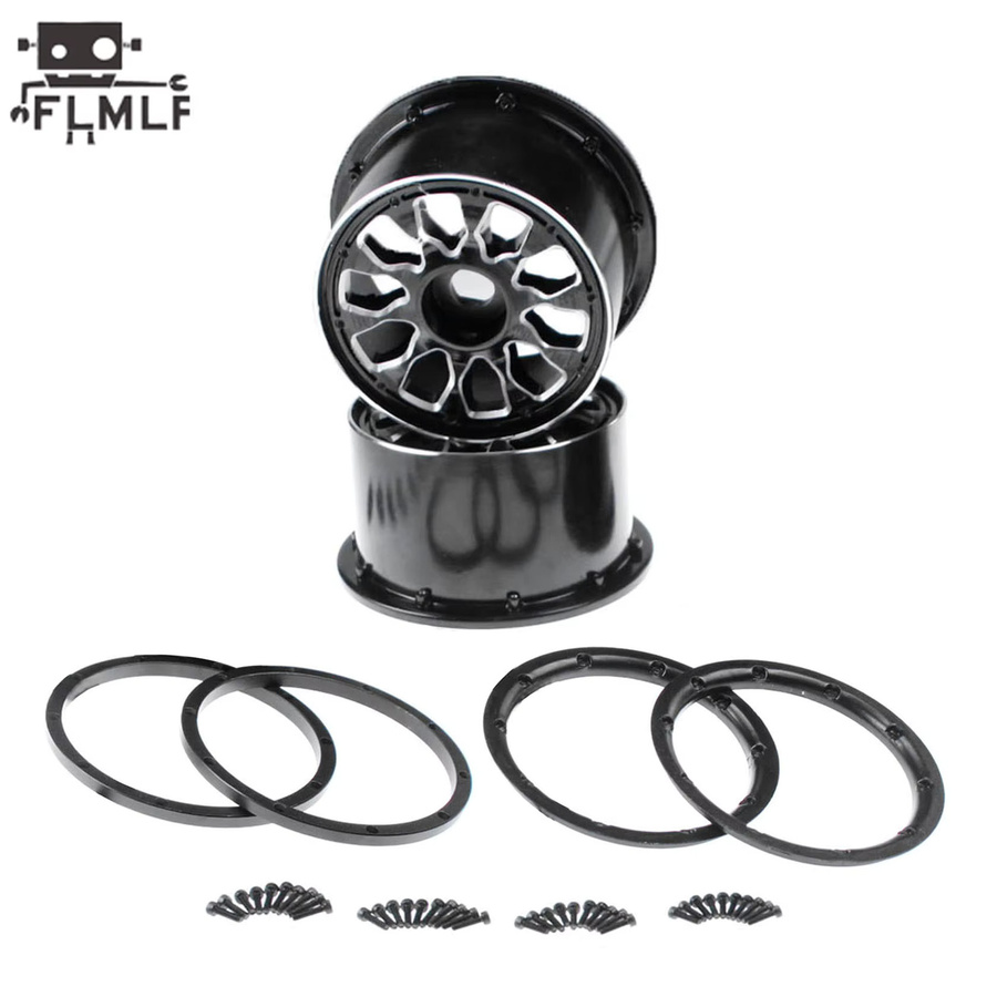 FLMLF RC-Auto-Vorder- oder Hinterradnaben aus Metall, mit Beadlock-Ring-Set, Schwarz, ab 14 Jahren - Bild 2