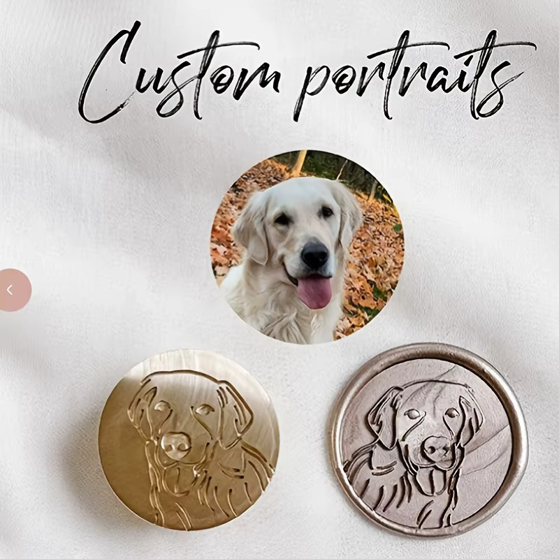 Personalisierter Wachssiegelstempel aus Messing mit eigenem Logo oder Foto ohne Griff in Schwarz und Gold, Durchmesser: 25 mm, 30 mm oder 35 mm - Bild 2