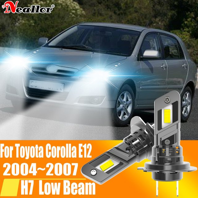 Neallor H7 LED Scheinwerfer Set 2 Stück, Canbus H18 Auto Birnen, 6000k Weißlicht, 12V 55W, Farbe: Weiß/Silber, passend für Toyota Corolla E12 2004 bis 2007 - Bild 1