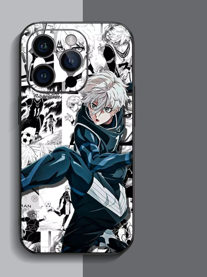 Stoßfeste Anime Handyhülle Nagi Seishiro für iPhone 11 bis 16 Pro Max, Schwarz - Bild 3