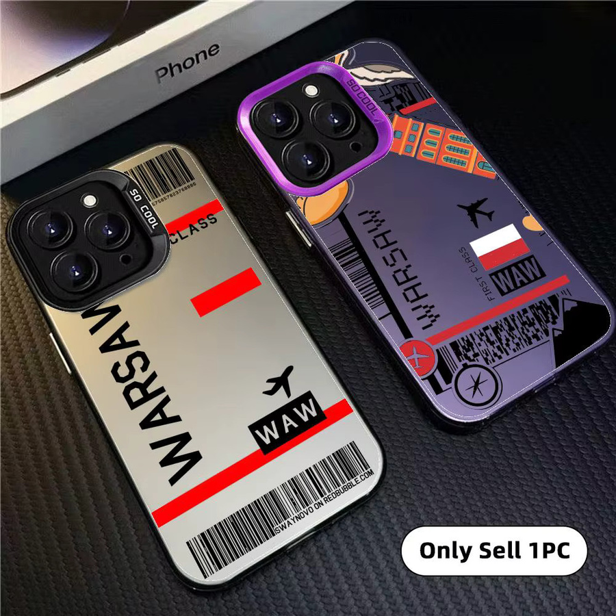 Designer Handyhülle mit Flugticket Polen Motiv für Apple iPhone 17 16 15 14 13 12 11 Pro Max Matt Laser Aurora Design - Bild 2