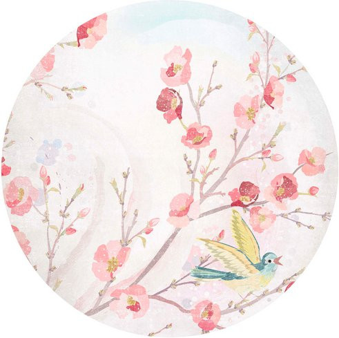 K&L Wall Art Vliestapete Runde Blüten und Knospen in Rosa und Mehrfarbig, Matt, B/H: 153 x 140 cm - Bild 1