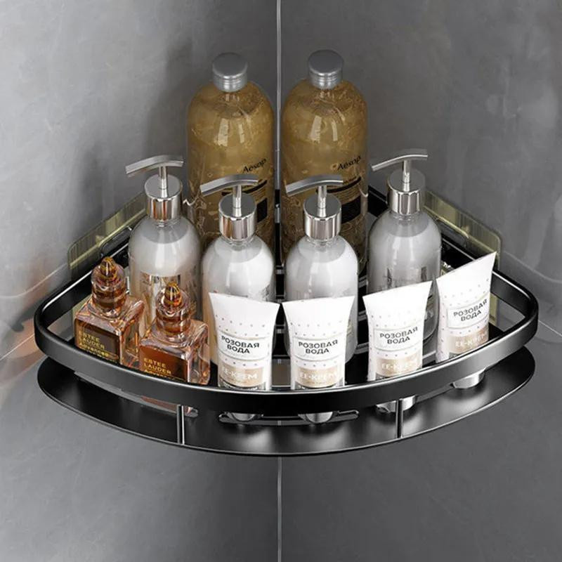 Yiran Furniture Eckregal für das Badezimmer aus Aluminiumlegierung, Wandmontage ohne Bohren, erhältlich in Schwarz, Silber und Gold - Bild 3
