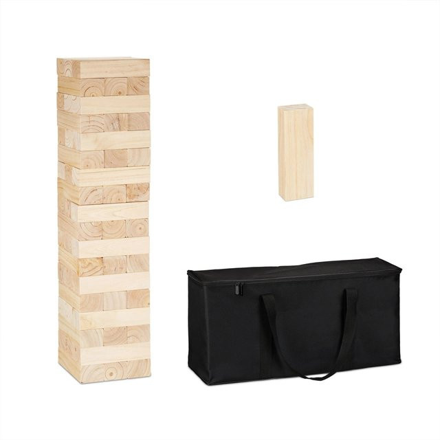 Relaxdays Wackelturm Holz Natur XXL mit Tasche - Bild 1