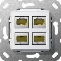 GIRA Modular Jack RJ45 Kategorie 6A Ethernet LAN Buchse, 4-fach, Weiß - Bild 1