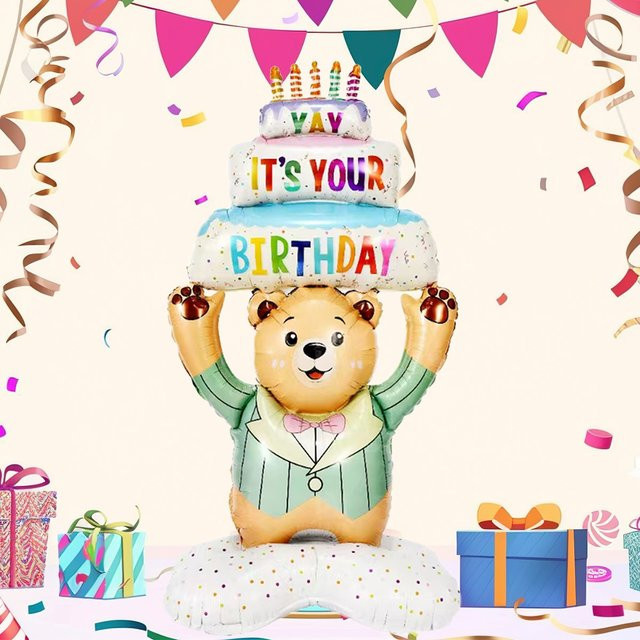 Bär Folienballons Set für Geburtstag und Babyparty in Mehrfarbig, 180 cm Höhe - Bild 1