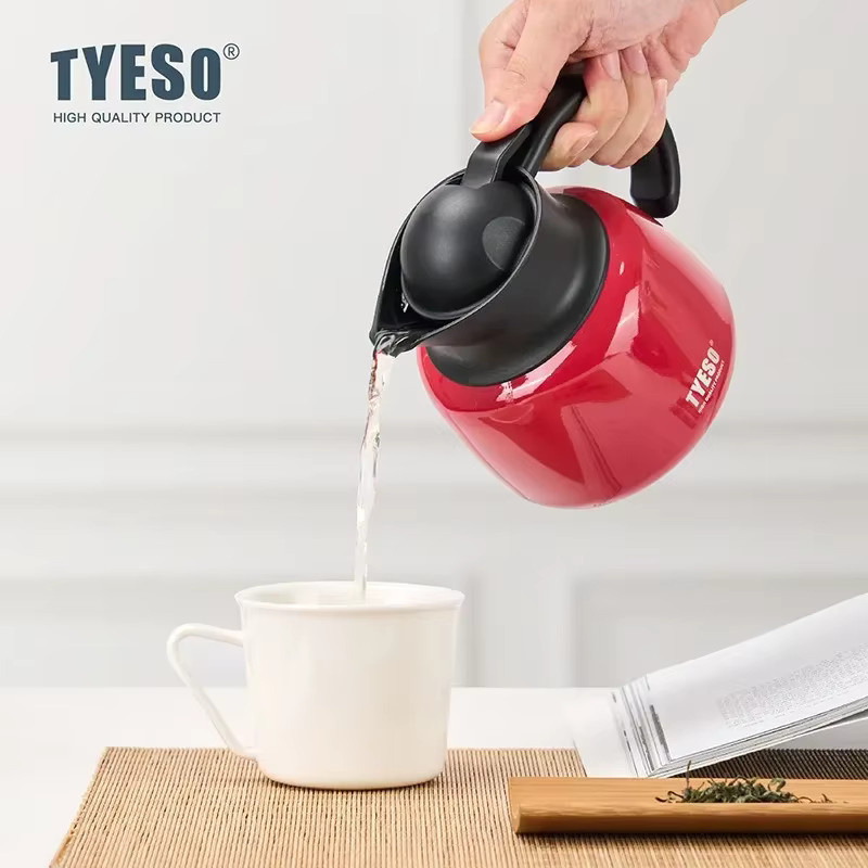 TYESO Thermoskanne in Kürbisform aus Edelstahl mit Infuser, isolierte Tee-Flasche für heißes und kaltes Wasser, Blau - Bild 3