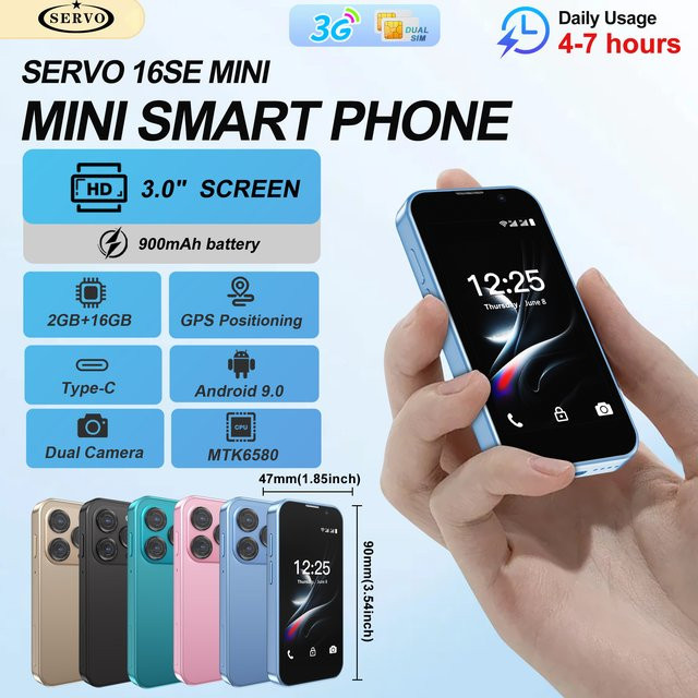 SERVO Smartphone mit Android 9.0, 3,0 Zoll Display, 2GB RAM, 16GB ROM, Dual-SIM, Gesichtserkennung, Farbe: Pink - Bild 1