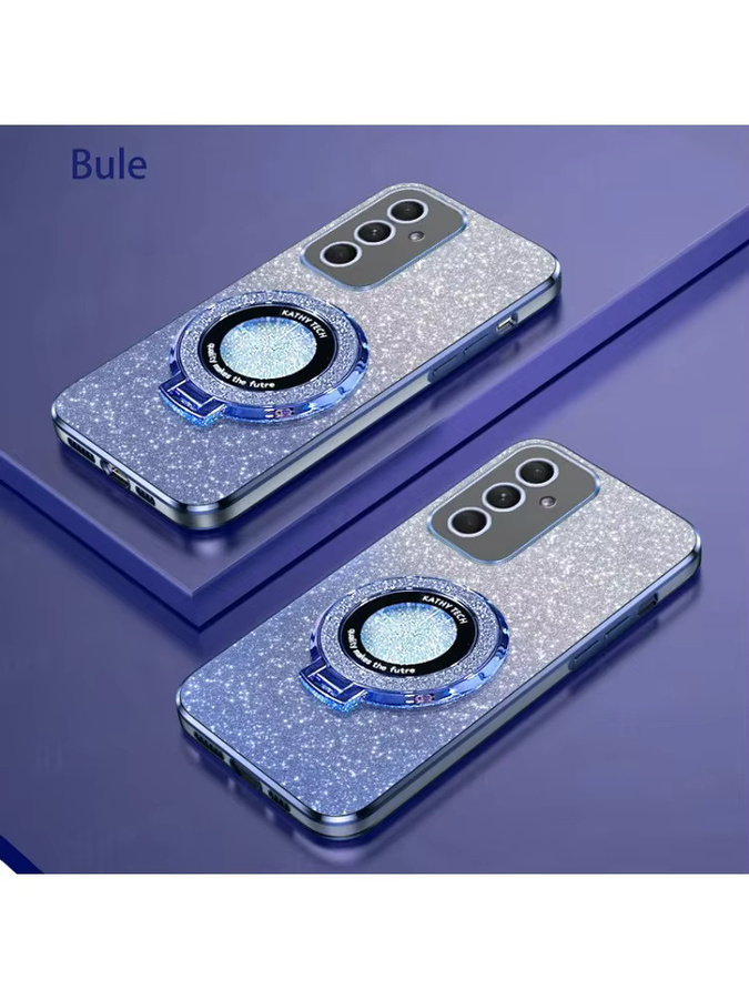 Luxuriöse Silikonhülle mit Glitzer und Farbverlauf für Samsung Galaxy A55 A35 A25 A15 A73 A72 A71 A54 A53 A52 in Blau mit magnetischer Halterung - Bild 3