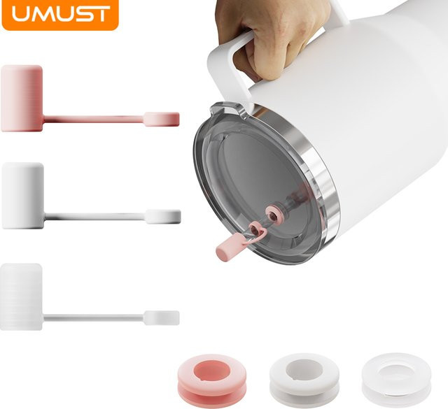 UMUST Silikon Spill Proof Stopper Set für YETI Strohhalm Becher, wiederverwendbares Zubehör für Tumbler und Wasserflaschen, transparent - Bild 1