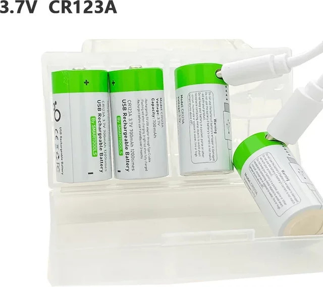 CR123A 16340 CR17345 Li-Ionen-Akku 3,7 V mit USB-Ladekabel in Multicolor für Laserstifte, LED-Taschenlampen und Sportkameras - Bild 1