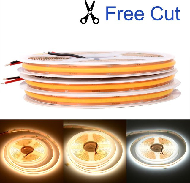 Frei zuschneidbarer COB LED-Streifen 12V/24V mit 528 LEDs/m, flexibles Lichtband ohne Dunkelpunkte, Breite: 8 mm - Bild 1